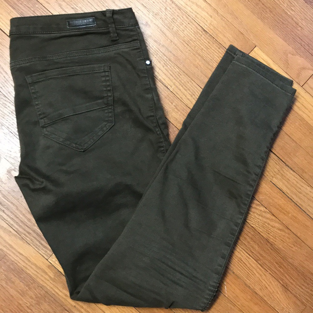 Zara Dark Green Moto Jeans